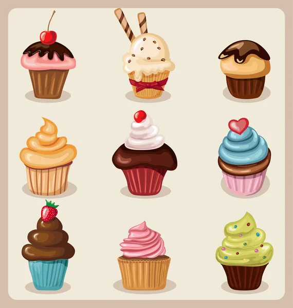 Cupcake Set.Vector — Stock vektor