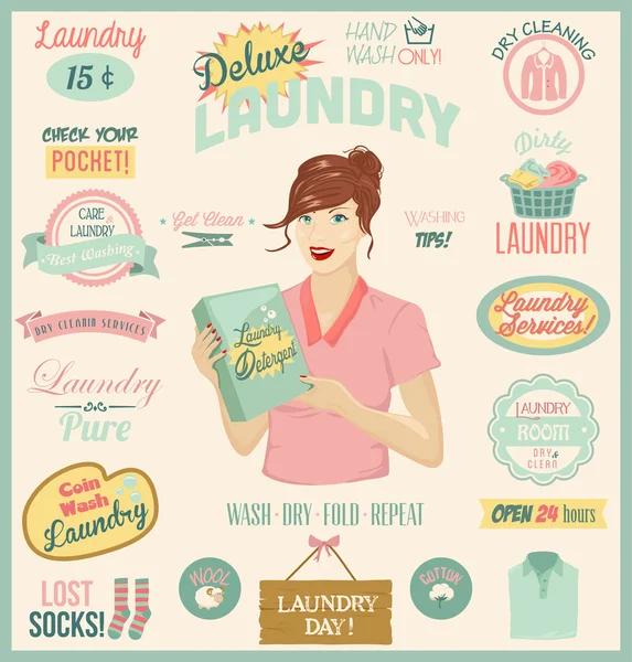 Laundry Design Set. — Stock Vector