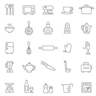 mutfak ve gereçler Icon set.