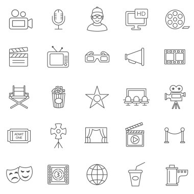 Film çizgi Icons set.