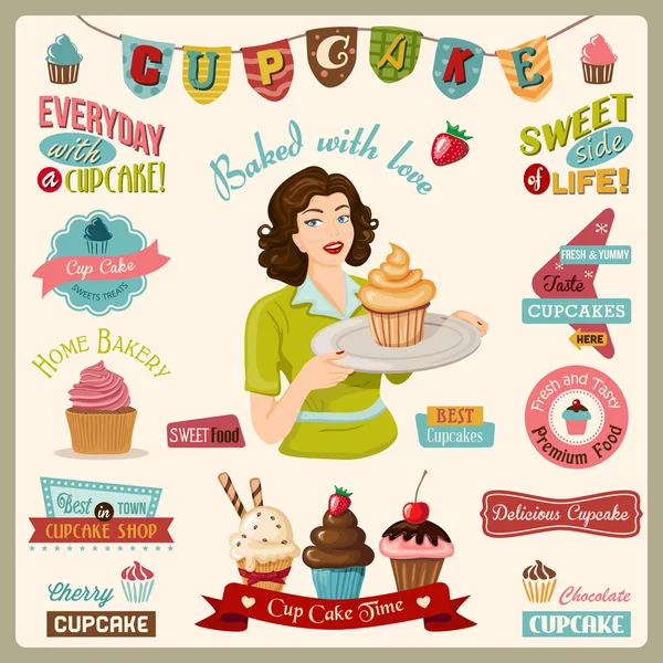 Cupcake Design Elements — Stock Vector