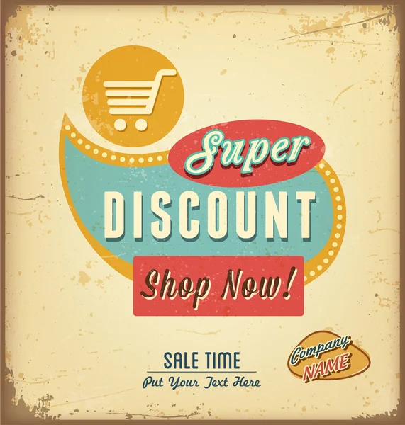 Etichetă retro discount — Vector de stoc