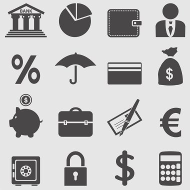 Bankacılık simgeleri ayarlandı.