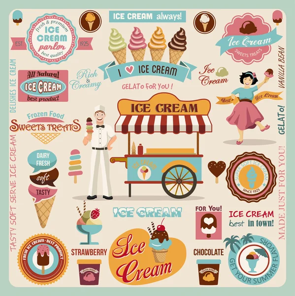 Colección de elementos de diseño de helados . — Archivo Imágenes Vectoriales