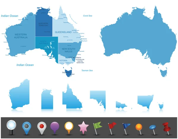 Australia - mapa muy detallado . — Archivo Imágenes Vectoriales