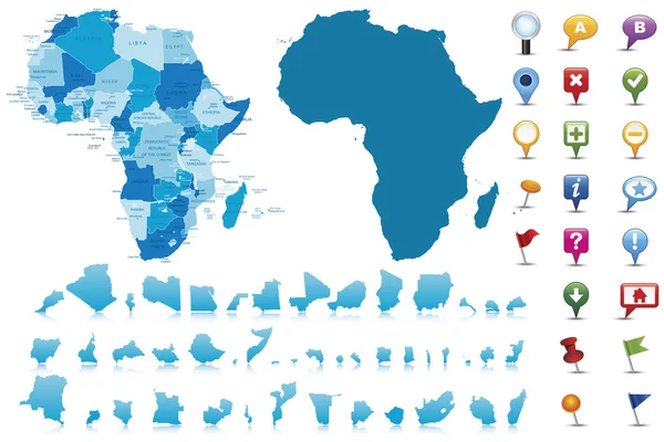 África - mapa altamente detalhado . — Vetor de Stock