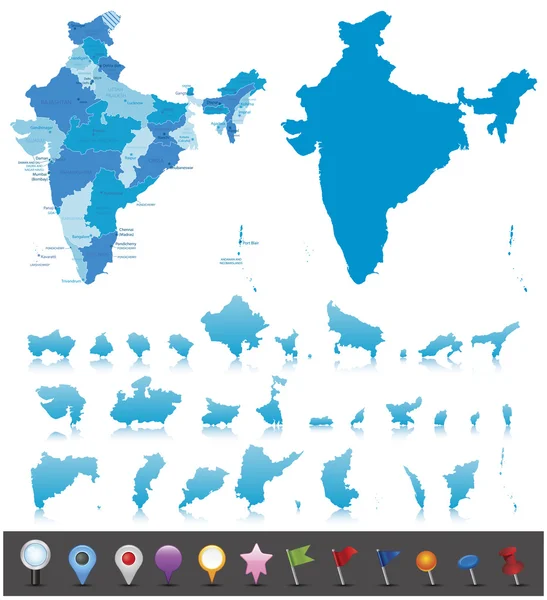 India - highly detailed map. — Stockový vektor