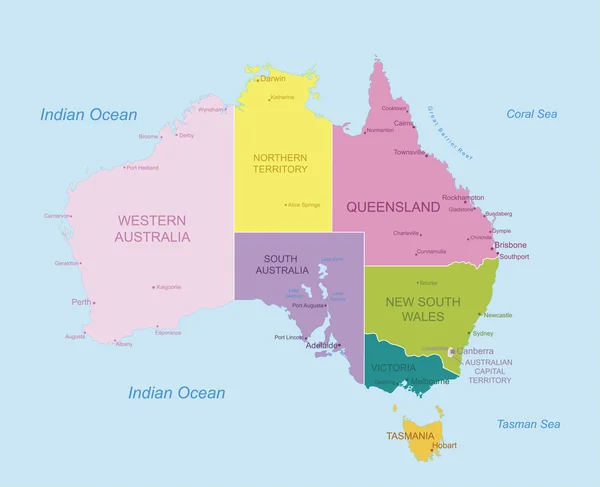 Australia - mappa molto dettagliata . — Vettoriale Stock