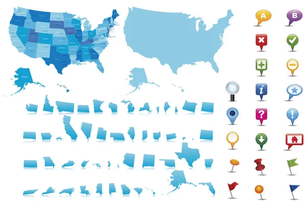 États-Unis - carte très détaillée . — Image vectorielle