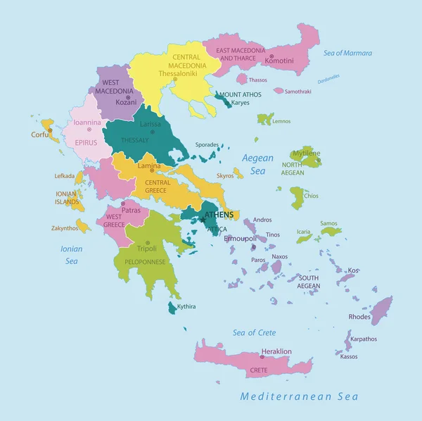 Grèce - carte très détaillée . — Image vectorielle