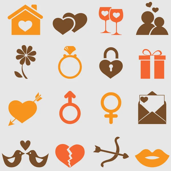 Love icons set. — Stock Vector