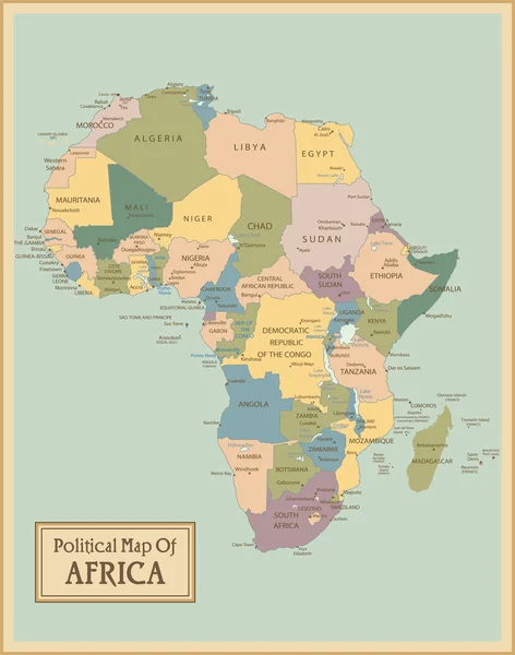 Mapa muy detallado de África . — Vector de stock