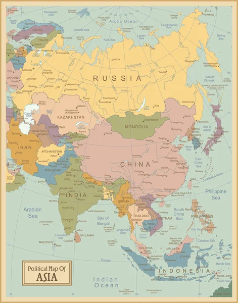 Asia -highly detailed map. — Stok Vektör