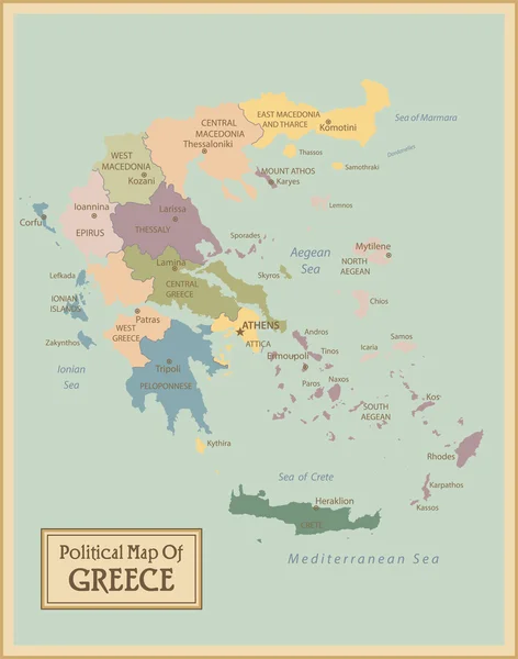 Mapa altamente detalhado da Grécia . —  Vetores de Stock