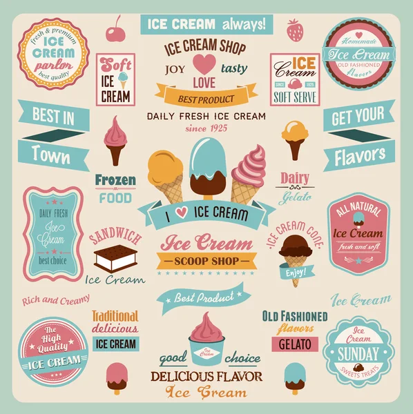 Ice Cream Design Badges Stok Vektör