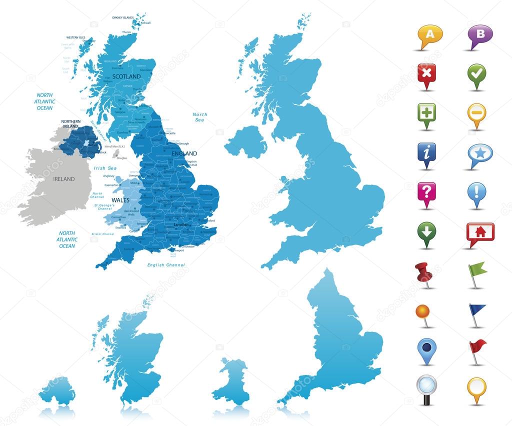 United Kingdom - highly detailed map.