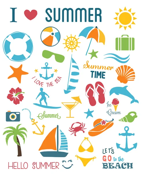 Summer Icons Set. — Stock Vector