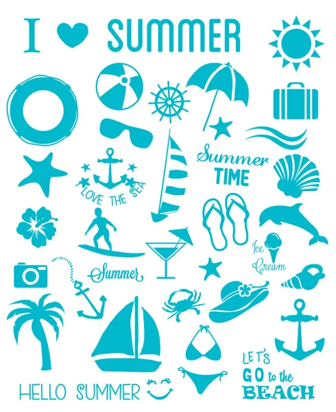 Summer Icons Set. — Stock Vector