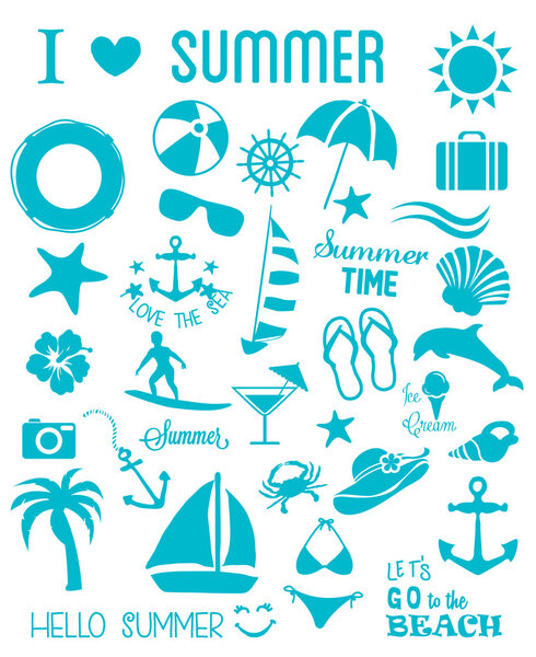 Summer Icons Set.