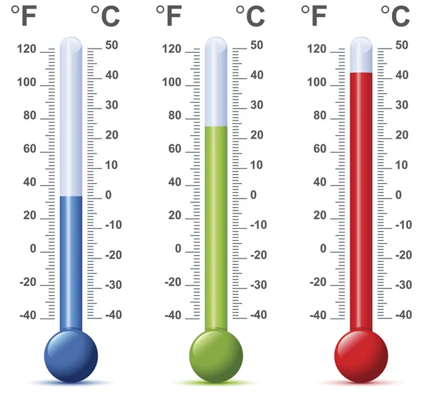 Thermometer set, three Thermometers — Stock Vector