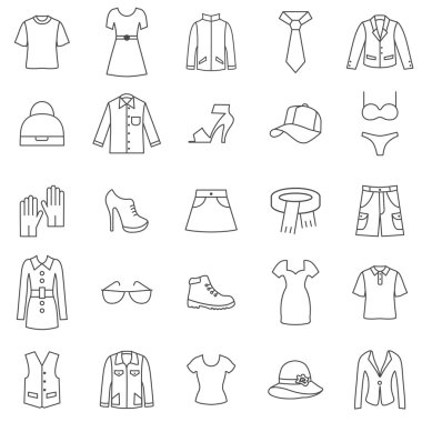 Clothes line icons set