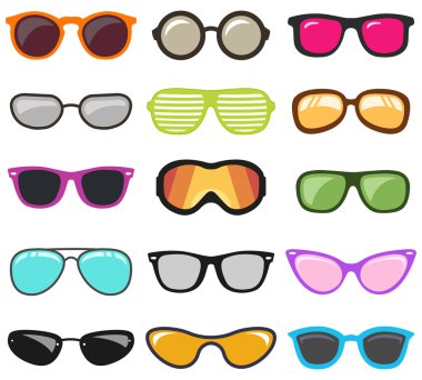 colorful glasses set clipart