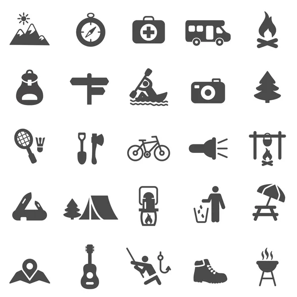 Camping iconos negros — Vector de stock