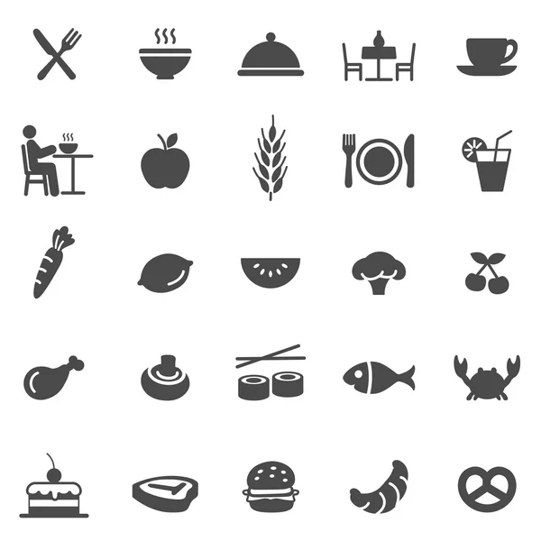 Comer iconos negros — Vector de stock