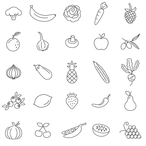 Groenten en fruit pictogrammen — Stockvector