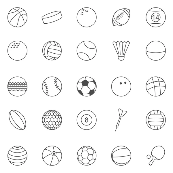 Sportovní míče linie ikony nastavit — Stockový vektor