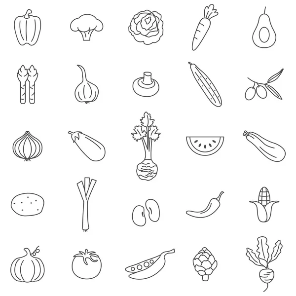 Vegetables Line Icons — Stock Vector