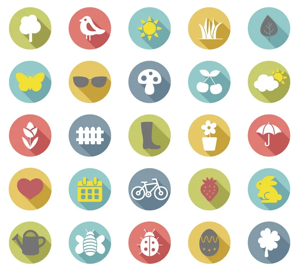 Spring flat icons — Stock Vector