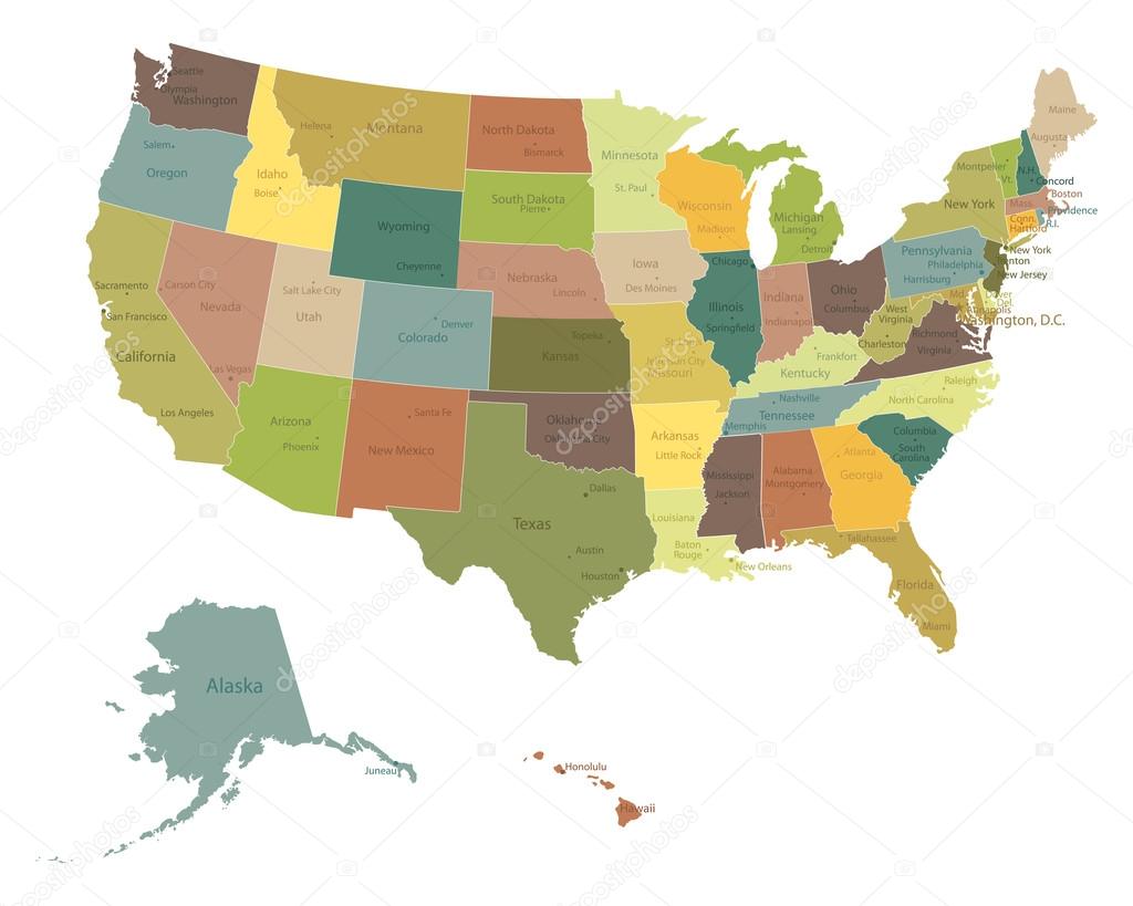 mapa usa politická podrobná politická mapa Usa — Stock Vektor © Ekler #87627860 mapa usa politická