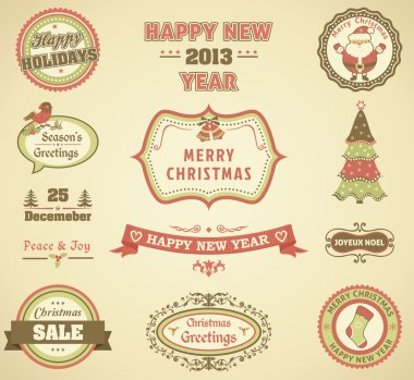 Noel retro etiketleri