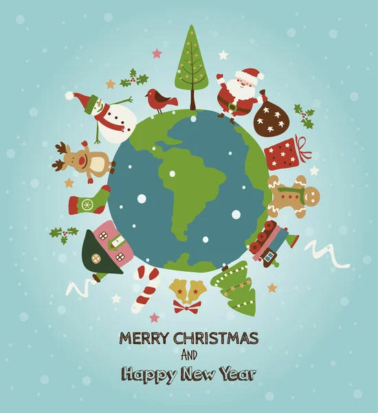 Vánoční přání planety — Stockový vektor