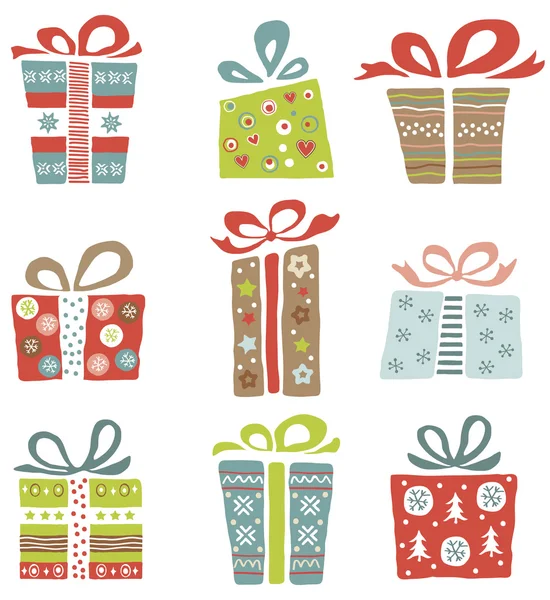 Boîtes cadeaux de Noël — Image vectorielle