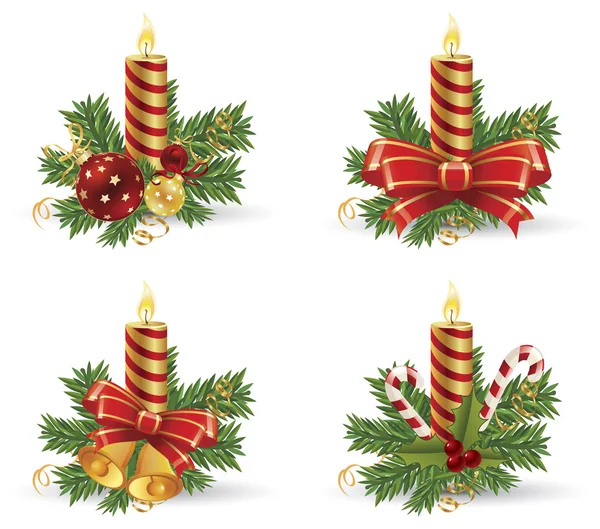 Conjunto de velas de Navidad — Vector de stock