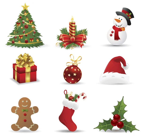 Colorful christmas icons — Stock Vector