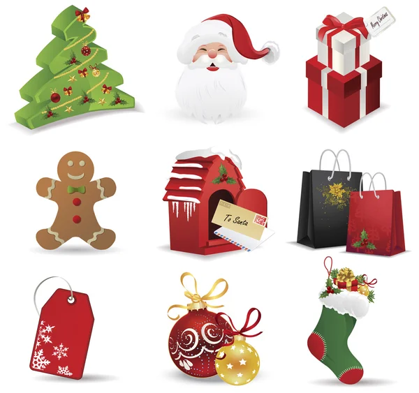 Iconos de Navidad coloridos — Archivo Imágenes Vectoriales