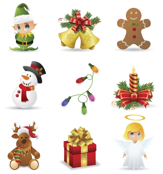 Iconos de Navidad coloridos — Vector de stock