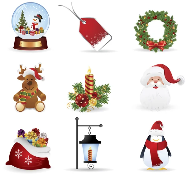 Iconos de Navidad coloridos — Vector de stock