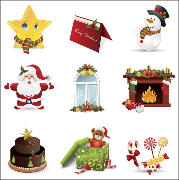 Icônes de Noël colorées — Image vectorielle