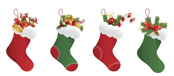 Calcetines rojos de Navidad — Vector de stock