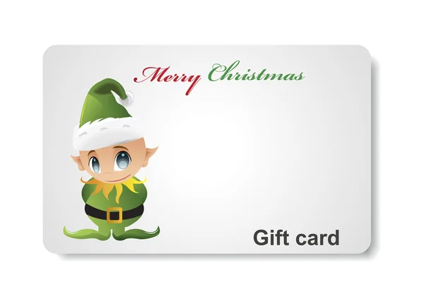 Christmas gift card with elf — Stock Vector