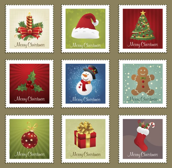 Collections of Christmas Postmarks — Stock Vector