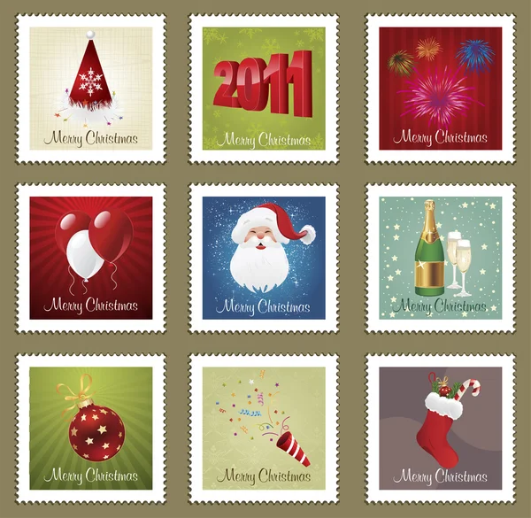 Collections of Christmas Postmarks — Stock Vector