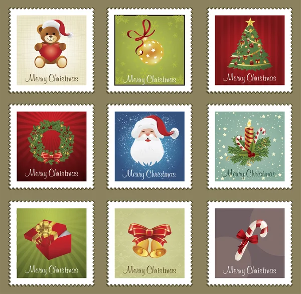 Collections of Christmas Postmarks — Stock Vector