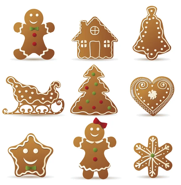 Noel gingerbreads ayarla — Stok Vektör