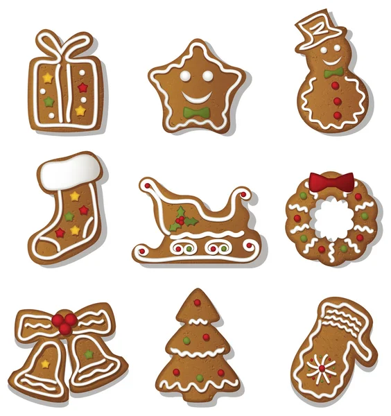 Noel gingerbreads ayarla — Stok Vektör