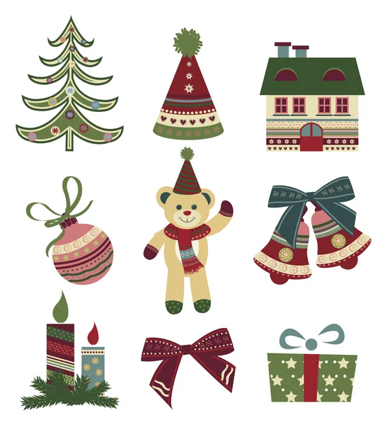 Iconos de Navidad retro — Vector de stock